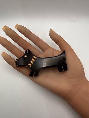 Vintage MCM Large Black Resin Scottie Dog Brooch